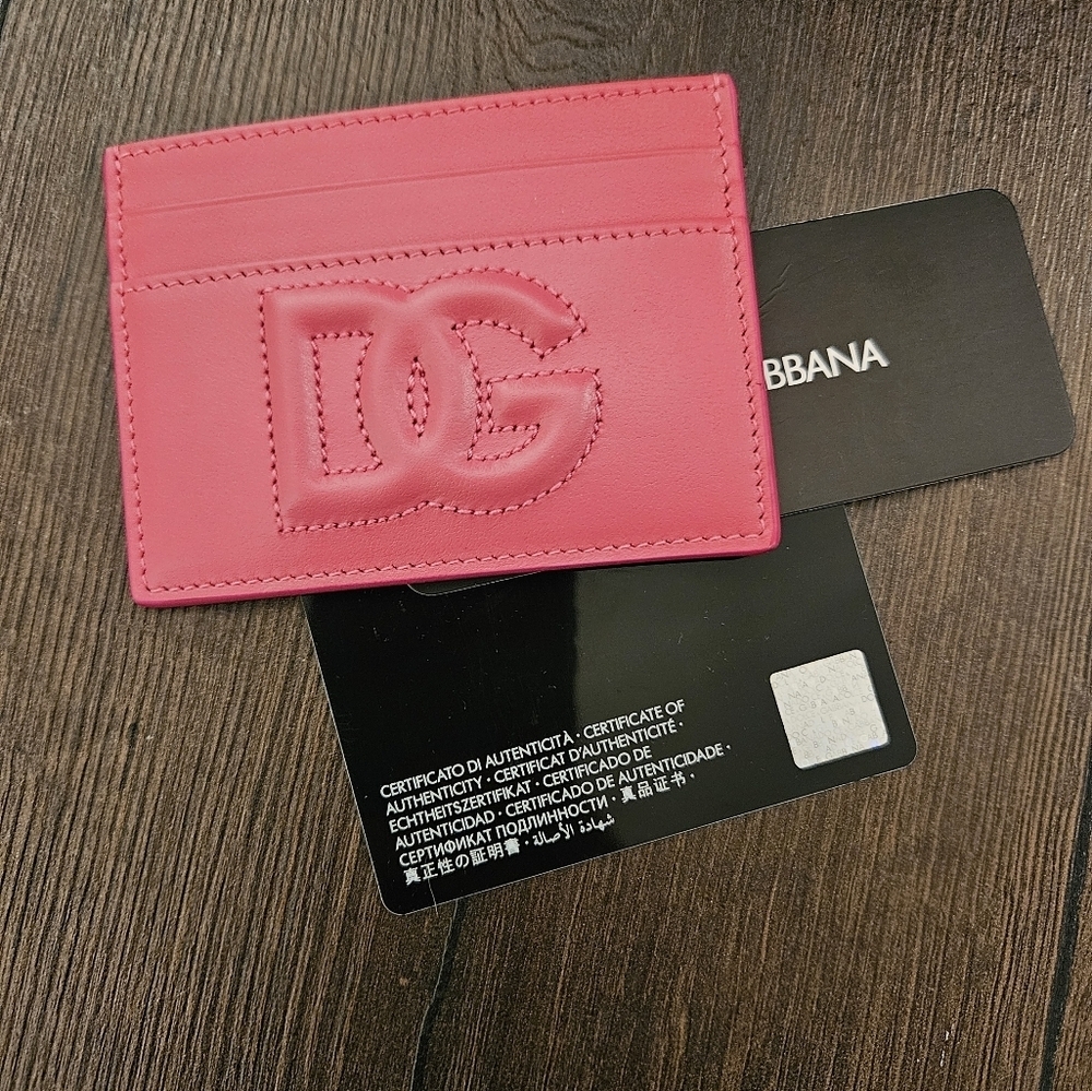 NWT Dolce & Gabbana Hot Pink Card Holder COA Card + Drawstring Dust Bag - Picture 13 of 14